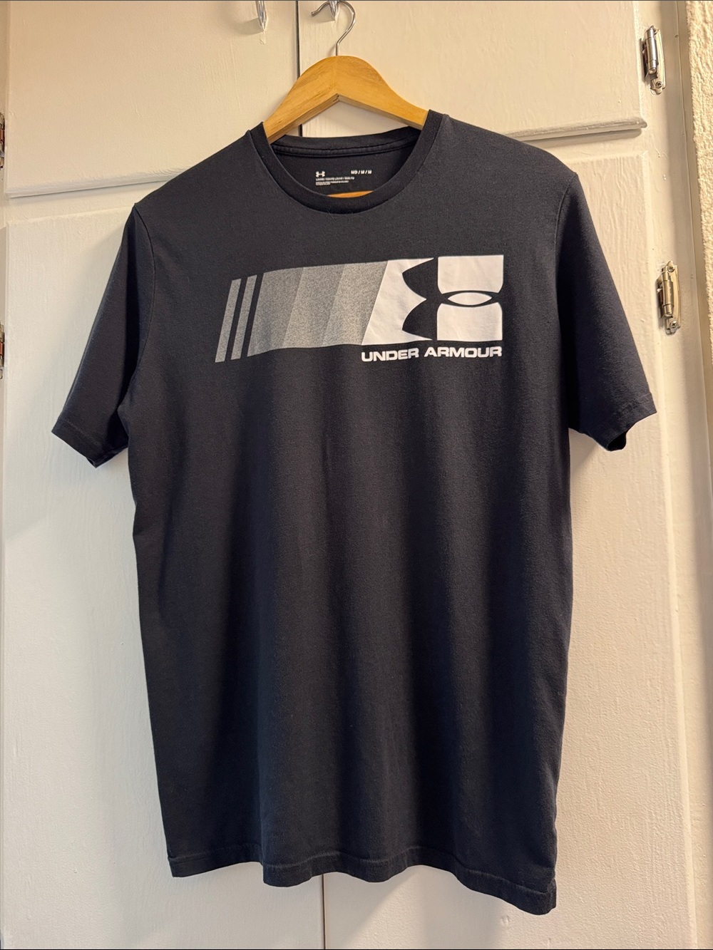 Under Armour Men’s Black Crew Tee with Gray & White Logo